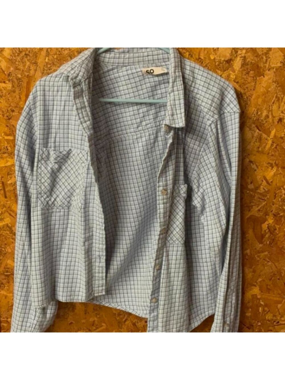 Aritzia blue and white plaid button-up shirt in XXL